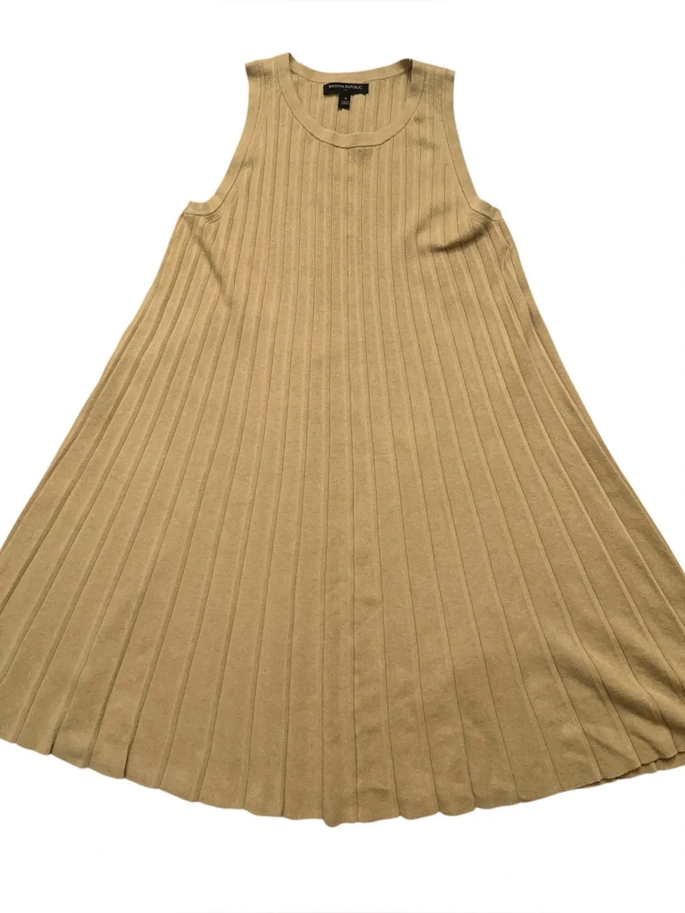 Banana Republic Pleated Above Knee Sweater Dress Womens Size S Beige - Picture 1 of 5